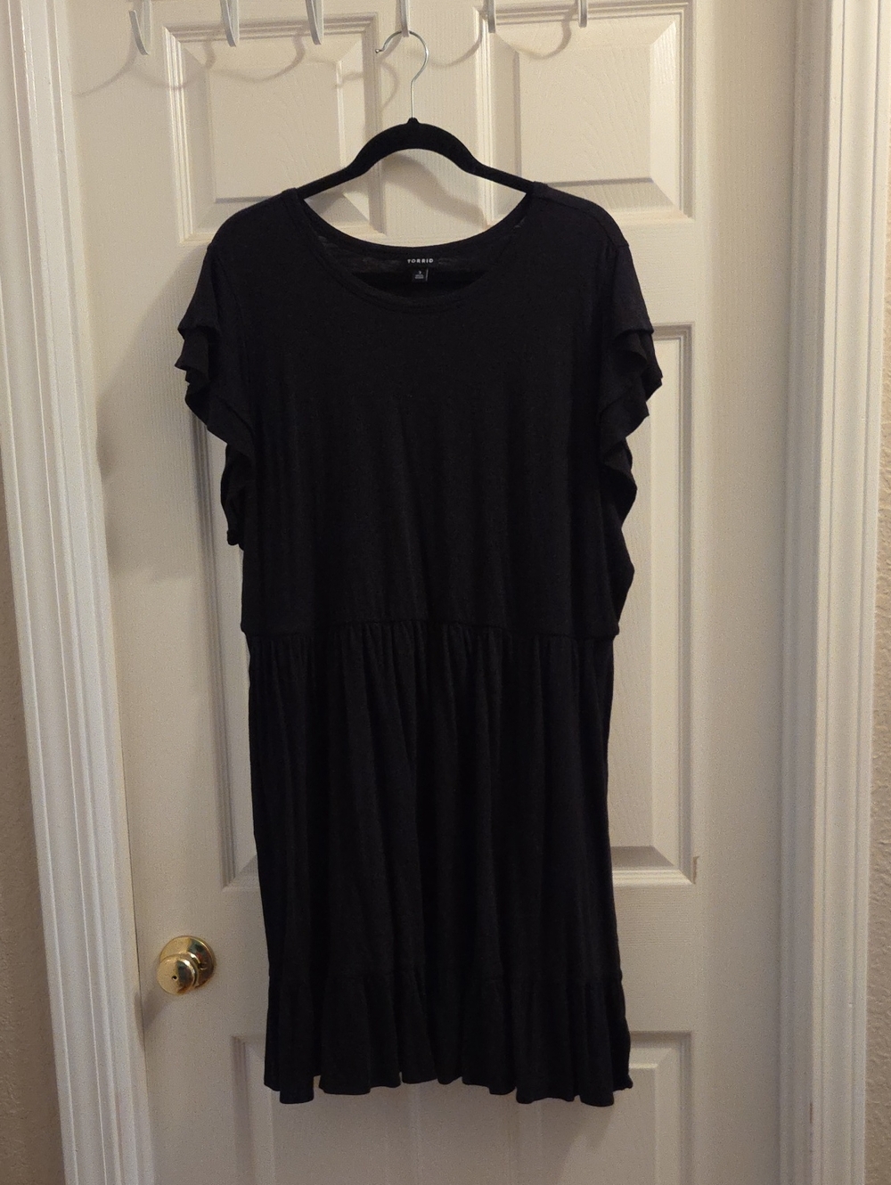 torrid Black Ruffle Sleeve Tiered Mini Dress